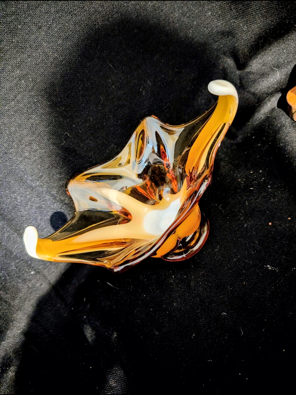 Amber Art Glass Compote Bowl